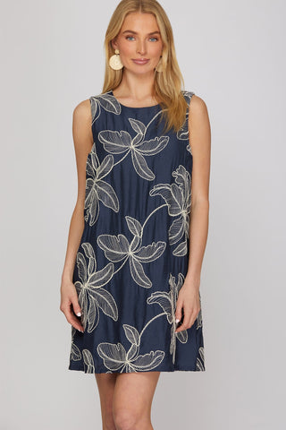 She + Sky Dresses Sm Sleeveless Embroidered Shift Dress