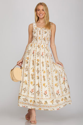 She + Sky Dresses Sm Sleeveless Print Smocked Maxi Dress