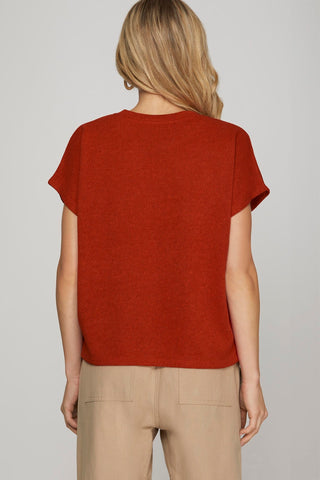 She + Sky Tops - Sweaters Drop Sleeve Round Neck Knit Top