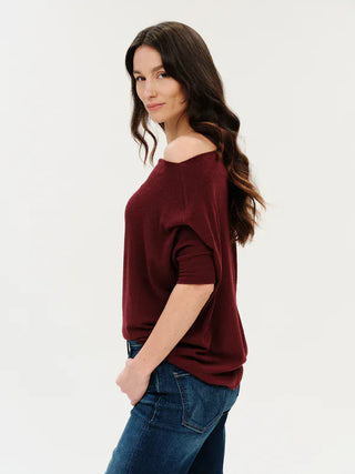 Six Fifty Clothing Tops - Blouse Anywhere Top Short Sleeve Burgundy