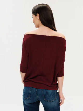 Six Fifty Clothing Tops - Blouse Anywhere Top Short Sleeve Burgundy