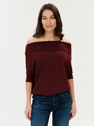 Six Fifty Clothing Tops - Blouse Anywhere Top Short Sleeve Burgundy