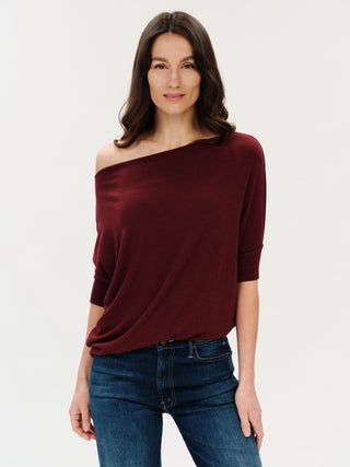 Six Fifty Clothing Tops - Blouse Sm Anywhere Top Short Sleeve Burgundy