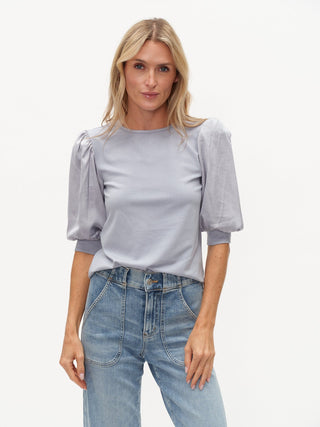 Six Fifty Clothing Tops - Blouse Xsm Solara Mixed Media Puff Sleeve Top