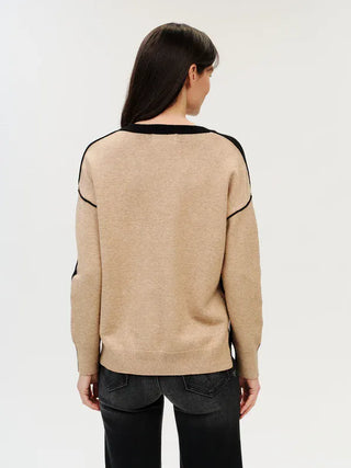 Six Fifty Clothing Tops - Sweaters Fiore Long Sleeve Sweater Black/Camel