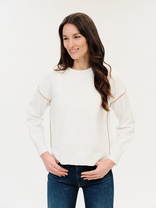 Six Fifty Clothing Tops - Sweaters Sable Crew Neck Exposed Seams Sweater