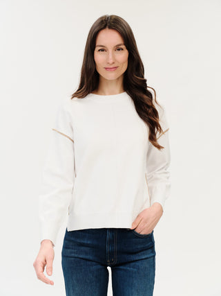 Six Fifty Clothing Tops - Sweaters Sable Crew Neck Exposed Seams Sweater