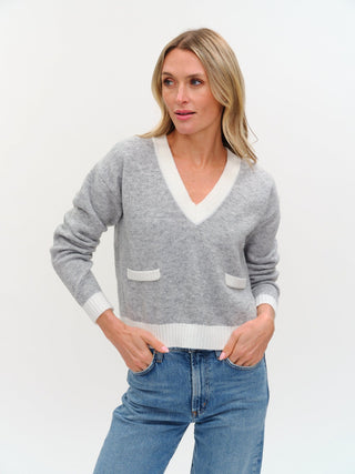 Six Fifty Clothing Tops - Sweaters Sale Libby V-Neck Sweater Heather Grey