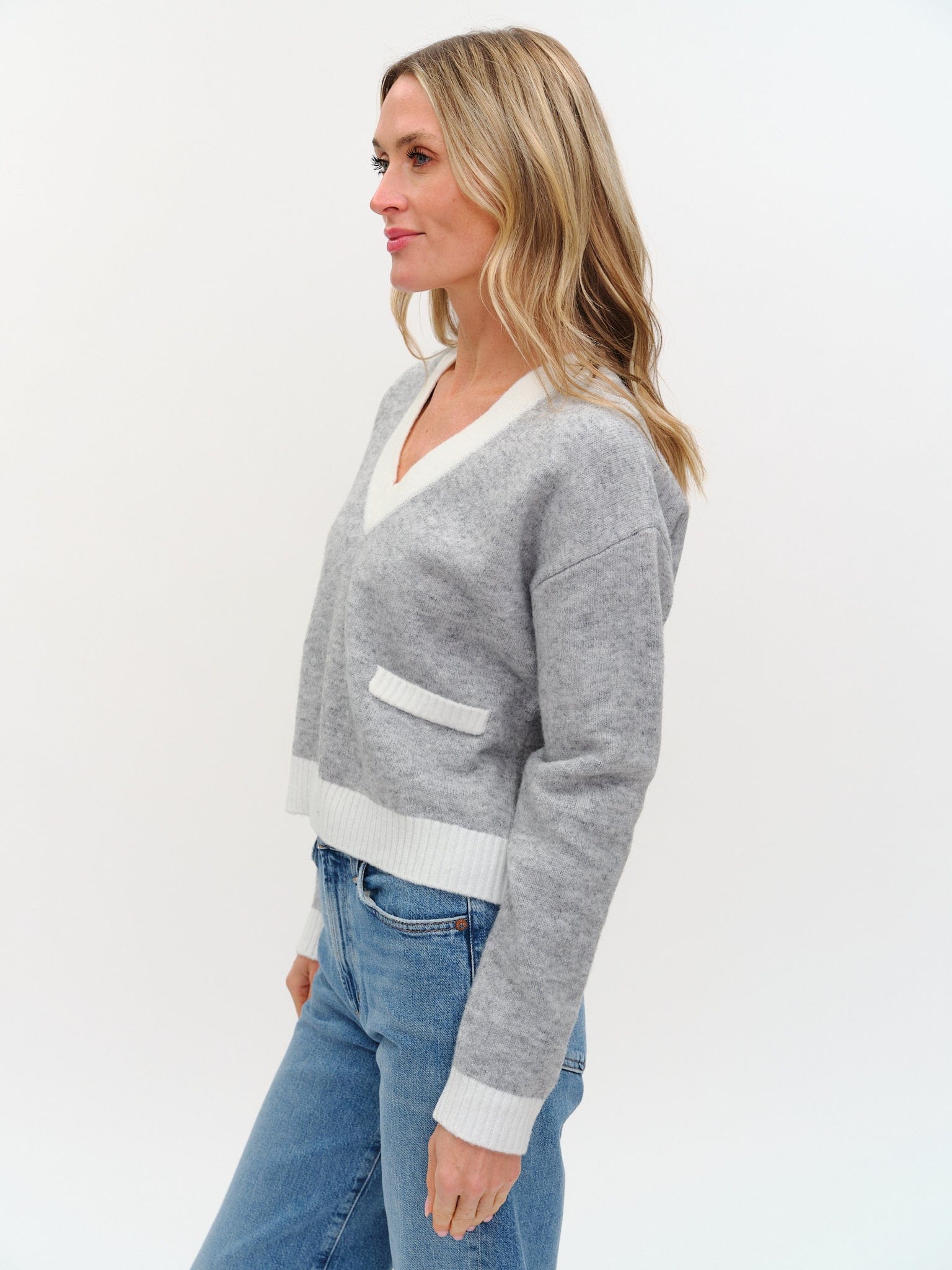 Six Fifty Clothing Tops - Sweaters Sale Libby V-Neck Sweater Heather Grey