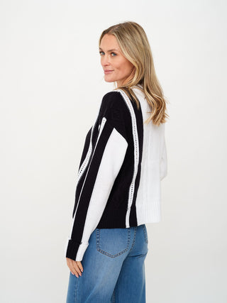 Six Fifty Clothing Tops - Sweaters Sale Ruby Striped Sweater White/Black