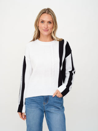 Six Fifty Clothing Tops - Sweaters Xsm Sale Ruby Striped Sweater White/Black