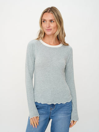 Six Fifty Clothing Tops - T-Shirts Sm Sale Lea Long Sleeve Tee w/Lettuce Edges