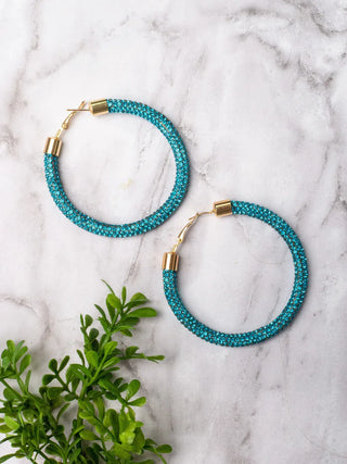 Southern Grace accessories-earrings Turquoise Crystal Hoop Earrings