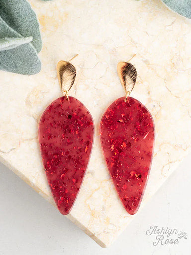 Southern Grace Jewelry - Earrings Drop of Perfection Earrings Red Sparkle