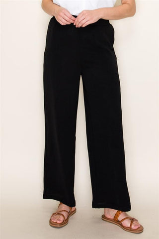 Staccato Bottoms - Pants Elastic Waist Wide Leg Pants w/Pockets