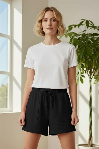Staccato Bottoms - Shorts Elastic Drawstring Waist w/Patch Pockets