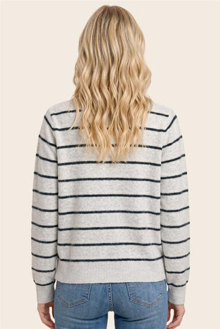 Staccato Tops - Outerwear - Cardigans Double Striped Long Sleeve Button Down Cardigan