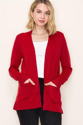 Staccato Tops - Outerwear - Cardigans Sm Open Front Long Sleeve Cardigan Red