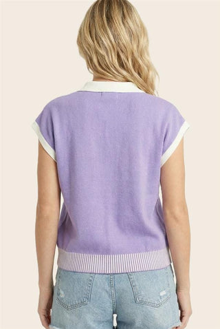Staccato Tops - Sweaters Collared Short Sleeve Color Accented Sweater