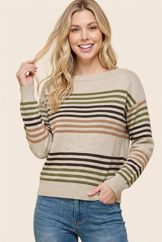 Staccato Tops - Sweaters Long Sleeve Multi Colored Striped Sweater