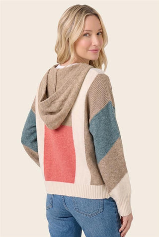 Staccato Tops - Sweaters Multi Color Block Hoodie Sweater with Kangaroo Pocket