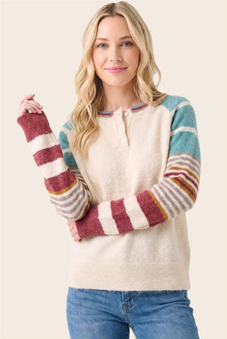 Staccato Tops - Sweaters Raglan Multi Color Sleeve Sweater