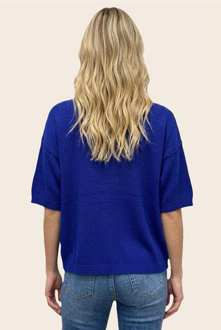 Staccato Tops - Sweaters Raw Edge Detail Crew Neck Short Sleeve Sweater