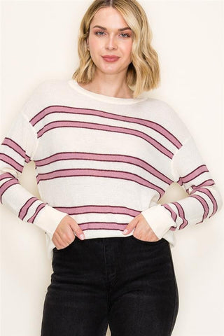Staccato Tops - Sweaters Sale Crew Neck Long Sleeve Striped Sweater