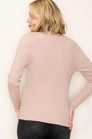 Staccato Tops - Sweaters Sale Ribbed Long Sleeve Crew Neck Sweater Taupe