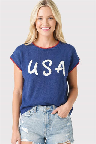 Staccato Tops - Sweaters Sm July 4th USA Letter Stitched Sweater