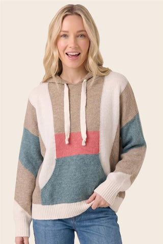 Staccato Tops - Sweaters Sm Multi Color Block Hoodie Sweater with Kangaroo Pocket