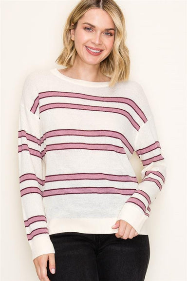 Staccato Tops - Sweaters Sm Sale Crew Neck Long Sleeve Striped Sweater
