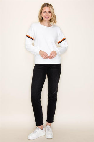 Staccato Tops - Sweaters Varsity Taped Long Sleeve Crew Neck Top