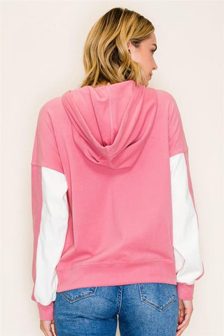Staccato Tops - Sweatshirt Brushed Color Blocked Hoodie Pink