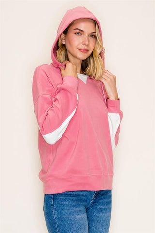 Staccato Tops - Sweatshirt Brushed Color Blocked Hoodie Pink