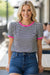 Staccato Tops - T-Shirts Sm Final Sale Striped Navy Top w/Hot Pink Trim
