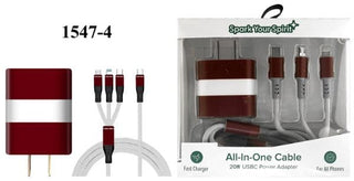 TechTrendz Home - Phone Accessories Crimson & White Charging Set