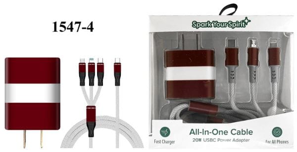 TechTrendz Home - Phone Accessories Crimson & White Charging Set