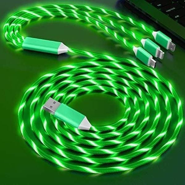 TechTrendz Home - Phone Accessories Green Light Up Cable All-in-One