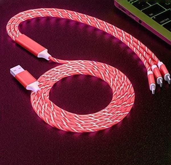 TechTrendz Home - Phone Accessories Red Light Up Cable All-in-One
