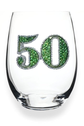 The Queens' Jewels Home - Drinkware 50th Birthday Stemless Wine Glass