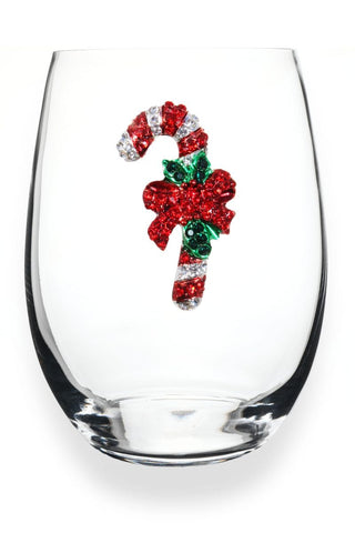 The Queens' Jewels Home - Drinkware Candy Cane Stemless Wine Glass 12/25