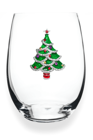 The Queens' Jewels Home - Drinkware Christmas Tree Stemless Wine Glass 12/25
