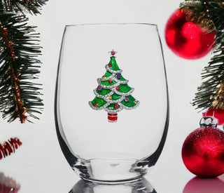 The Queens' Jewels Home - Drinkware Christmas Tree Stemless Wine Glass