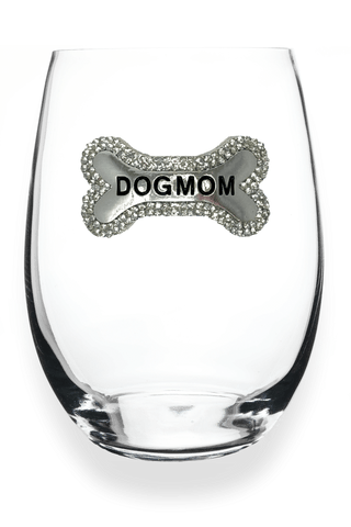 The Queens' Jewels Home - Drinkware Dog Mom Stemless Wine Glass
