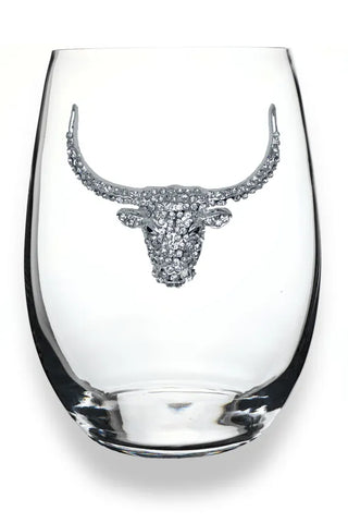 The Queens' Jewels Home - Drinkware Longhorn Jeweled Stemless Wine Glass