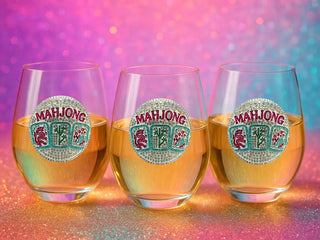 The Queens' Jewels Home - Drinkware Mahjong Jeweled Stemless Wine Glass