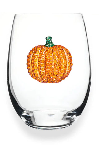 The Queens' Jewels Home - Drinkware Pumpkin Jeweled Stemless Wine Glass