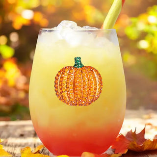 The Queens' Jewels Home - Drinkware Pumpkin Jeweled Stemless Wine Glass