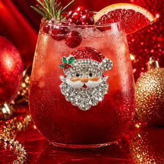 The Queens' Jewels Home - Drinkware Santa Face Stemless Wine Glass